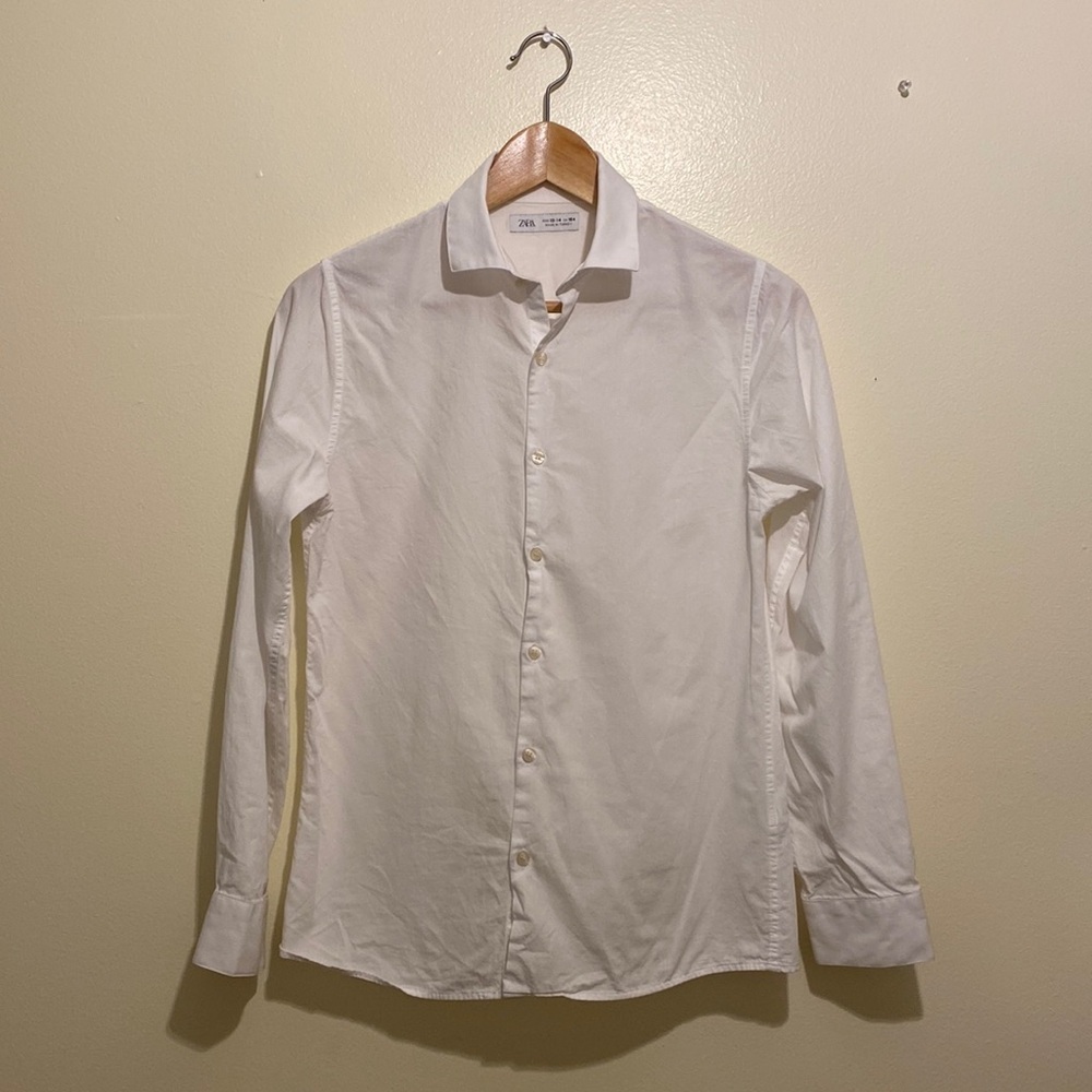 ZARA WHITE BUTTON DOWN SHIRT. Size 13-14